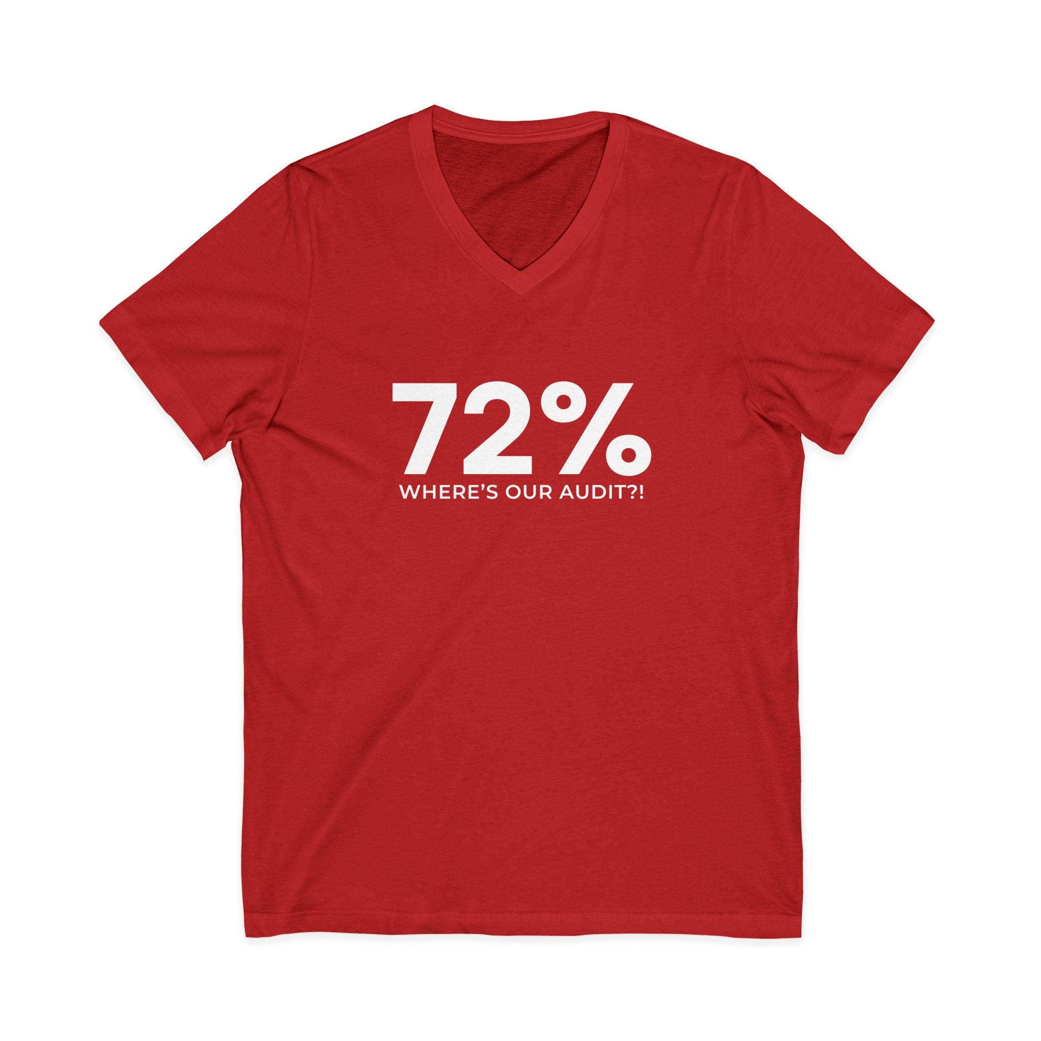 72% Where's Our Audit? V-Neck Unisex Tee